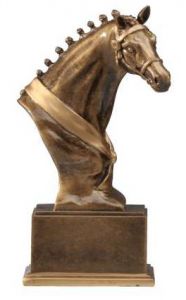 39652 Pferdekopf Kunstharzpokal inkl. Beschriftung | 17,0 cm