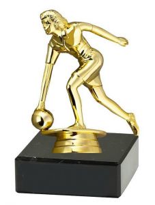 M38023 Bowling (Damen) Pokal-Figur mit Marmorsockel inkl. Beschriftung | 12,0 cm