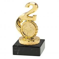 M410.002 Sieger Figur Zahl 2 inkl. Emblem und Beschriftung | 10,0 cm