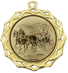 DI7003.351 Kutschfahren Medaille 70 mm Ø inkl. Band / Kordel | montiert