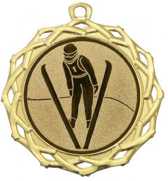 DI7003.500 Skispringer Medaille 70 mm Ø inkl. Band / Kordel | montiert