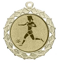 DI7003.220 Damenfussball Medaille Gotha 70 mm Ø inkl. Band / Kordel | montiert