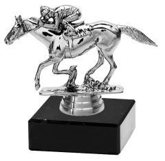 M34376 Galopprennsport Pokal-Figur mit Marmorsockel inkl. Beschriftung | 11,0 cm