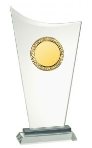 GL.026ST Glaspokal mit Metallprägoscheibe inkl. Beschriftung | 3 Größen