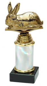 9.02.34272 Kaninchen Pokal Trophäe inkl. Beschriftung | Serie 3 Stck.