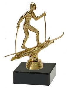 M34538 Langlauf Pokal-Figur mit Marmorsockel inkl. Beschriftung | 15,9 cm