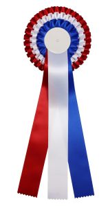 R750.RWB Turnier-/Preisschleife - Rosette | 130 x 370 mm