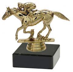 M34374 Galopprennsport Pokal-Figur mit Marmorsockel inkl. Beschriftung | 11,0 cm