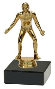 M34415 Ringer Pokal-Figur mit Marmorsockel inkl. Beschriftung | 13,9 cm
