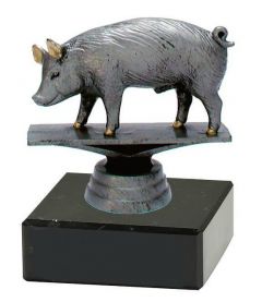 M34320 Schweine Pokal-Figur mit Marmorsockel inkl. Beschriftung | 10,0 cm