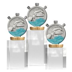 W400.023 Schwimm - Schwimmer Kristall-Glaspokal inkl. Beschriftung | 3 Größen