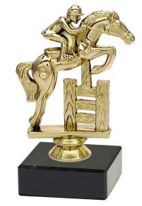 M34380 Springreiter Pokal-Figur mit Marmorsockel inkl. Beschriftung | 12,9 cm