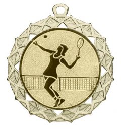 DI7003.210 Tennis Damen Medaille Erfurt 70 mm Ø inkl. Band / Kordel | montiert