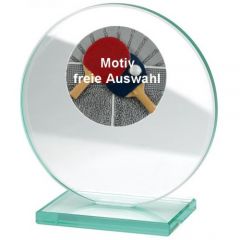 W652.BL GLASPOKAL-AUSWAHL mit Kunstharzemblem inkl. Geschenkbox u. Beschriftung | 150x150 mm
