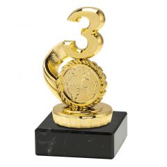 M410.003 Sieger Figur Zahl 3 inkl. Emblem und Beschriftung | 10,0 cm